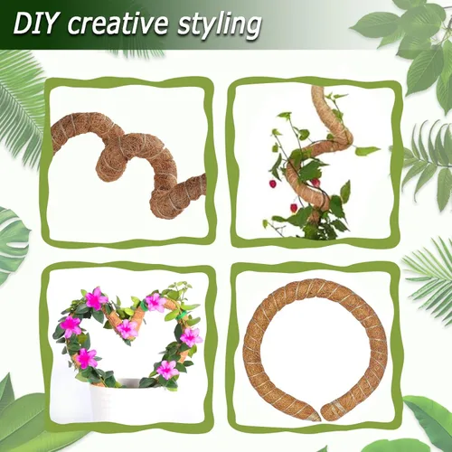 Miniatura 6 de Poste de musgo de 48 pulgadas, poste de musgo flexible para plantas Monstera, postes de musgo altos para plantas trepadoras de interiores, soporte