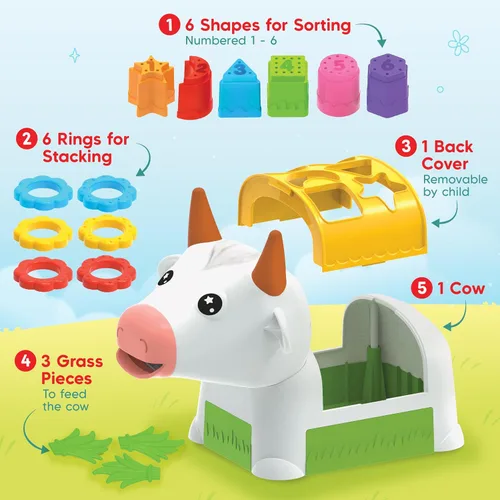 Miniatura 4 de Imagimake Clasificador de formas de vaca Juguetes para bebés de 12 a 18 meses Juguetes de aprendizaje para niños de 1 año y niños pequeños