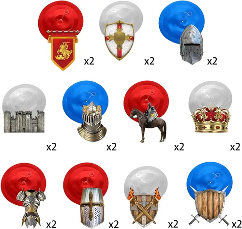 Miniatura 4 de 22 piezas de decoraciones medievales para fiestas, decoraciones de cumpleaños de caballero, remolinos colgantes, corona de caballero, pared