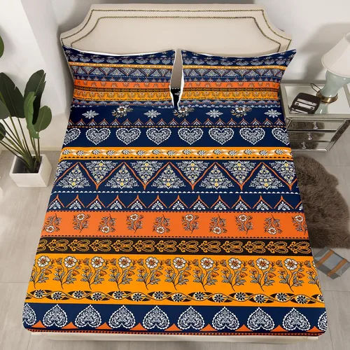 Miniatura 3 de Erosebridal Southwestern - Juego de sábanas y fundas de almohada, juego de sábanas azteca bohemio, diseño hippie de cachemira, tamaño individual