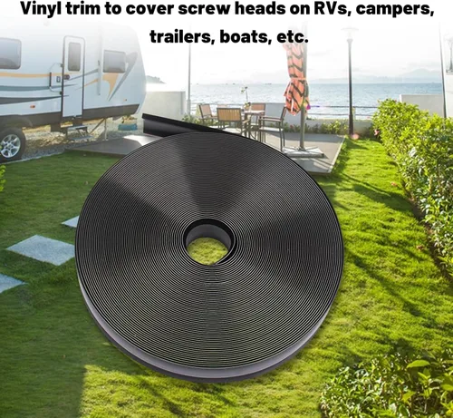 Miniatura 6 de Cubierta de tornillo de moldura de vinilo negro de 1 pulgada para caravana, barco, cámper, remolque de viaje (25 pies) Las tiras de vinilo cubren