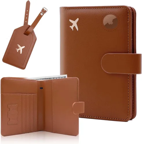 Miniatura 11 de Melsbrinna Rfid - Soporte para pasaporte para mujeres y hombres, juego de etiqueta de maleta de viaje, bonita cartera de pasaporte con ranuras