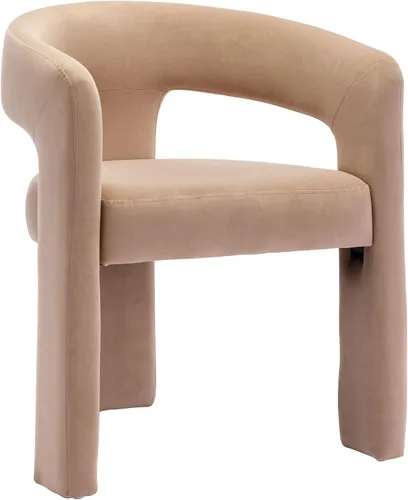 Miniatura 35 de BESTANO Sillas de comedor modernas tapizadas en terciopelo de vellón con respaldo abierto, lindas sillas laterales de barril, sillas de cocina