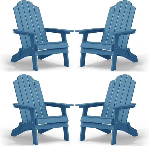 Miniatura 20 de MXIMU Silla Adirondack plegable para exteriores: sillas Adirondack fáciles de montar y cómodas, silla de plástico compuesto para todo tipo de clima