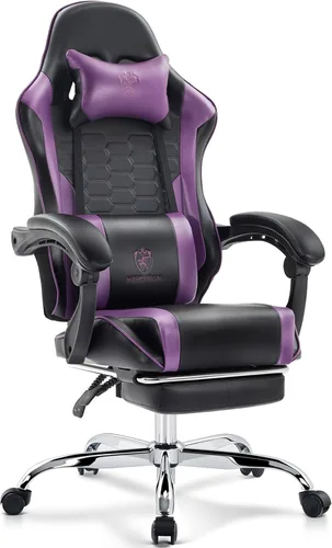 Miniatura 15 de Silla Gaming, Silla de Oficina para Computadora con Reposapiés, Soporte Lumbar de Masaje y Almohadilla de Gel, Silla Ergonómica Reclinable Ajustable