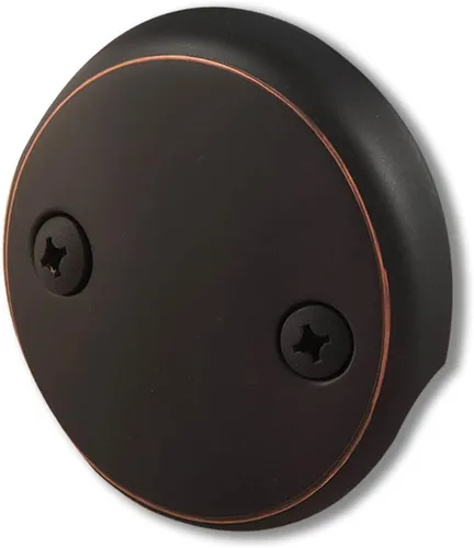Miniatura 7 de Placa de Desborde de Desagüe de Bañera de Doble Orificio con Dos Tornillos a Juego, Fácil de Instalar, Cromado Plateado Cromo chapado