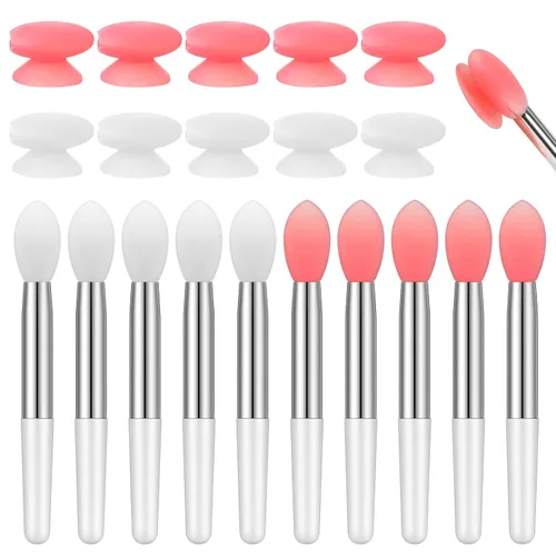 Newtay 20 fundas de silicona para cepillos de labios y pinceles para máscara de labios, bálsamo de sombra de ojos y otros productos de maquillaje en