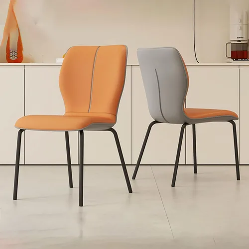 Kitchen Dining Chairs Set of 2/4, Room Chairs with Metal Legs,Heavy Duty Leather Dining Room Chairs for Home Office, Bedroom,Living Room(Orange and