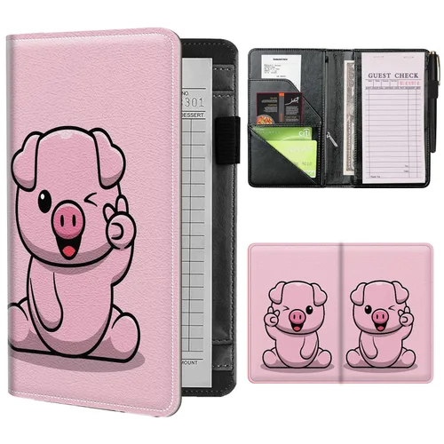 Miniatura 24 de Libros de mesero para camarera con bolsillo con cremallera, lindo esqueleto de baile, almohadillas de cuero para servidor, organizador de meseros