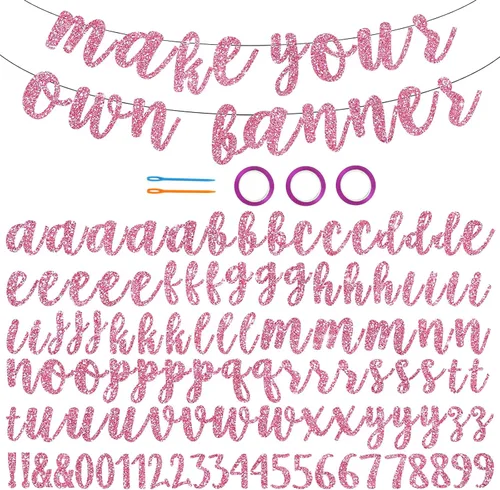 Miniatura 6 de BEISHIDA Kit de 116 pancartas de la A a la Z para hacer tu propia bandera, incluye 111 letras y números, 3 cuerdas y 2 dispositivos de roscado