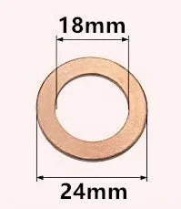 Miniatura 2 de M18 - Anillo de sellado de cobre para arandela plana, 0.709 in de diámetro interior, 0.945 in de diámetro exterior y 0.059 pulgadas de grosor, 20