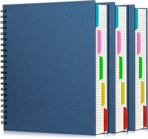 Miniatura 9 de EUSOAR - Cuaderno en espiral de tapa dura para universidad, rayado, paquete de 3 cuadernos A5 de 5.5"x8.3", con 5 divisiones, para escritura, tapa