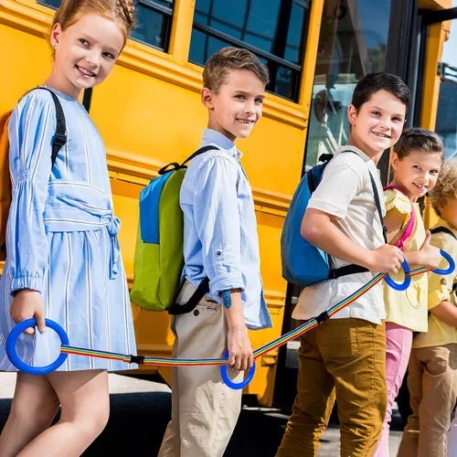 Miniatura 4 de Tatuo Juego de 12 cuerdas para caminar para niños en edad preescolar, cuerda de transición desmontable, cuerda de seguridad para guardería Azul