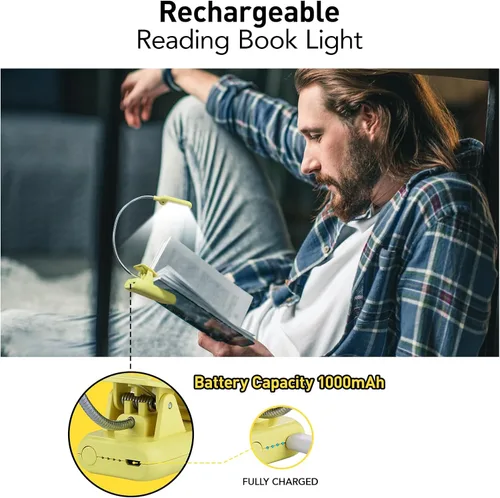 Miniatura 5 de VAVOFO - Lámpara de lectura recargable para leer en la cama para niños, 7 LED con luz de 9 niveles de blanco cálido y blanco frío, lámpara