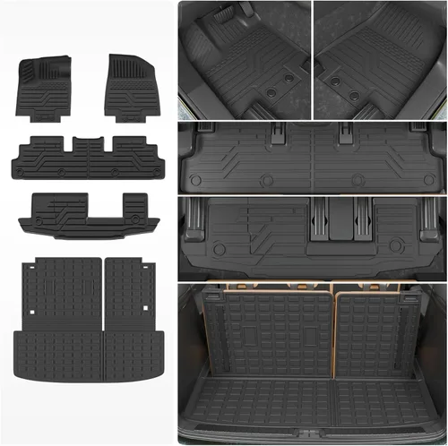 Miniatura 28 de Alfombrillas de Piso Compatibles con Ford Explorer 2020-2026 de 6 Asientos, Alfombrilla de Maletero, Forro de Carga TPE, Protector de Asiento
