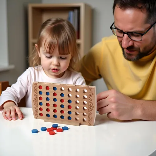 Miniatura 7 de Juego de madera 4 en una fila, decoración de mesa auxiliar, juego de estrategia clásico, juegos de mesa familiares, juguetes de regalo para niños