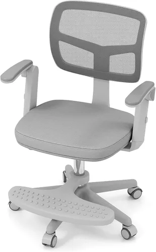 Miniatura 10 de GLACER Silla de escritorio para niños, silla de estudio giratoria de malla ajustable con ruedas, brazos, silla ergonómica para computadora