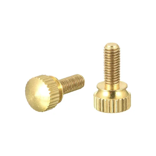 Miniatura 19 de uxcell 2 tornillos moleteados para el pulgar, pernos de hombro de latón M5x8mm, perillas de agarre escalonadas para PC, electrónicos, mecánicos