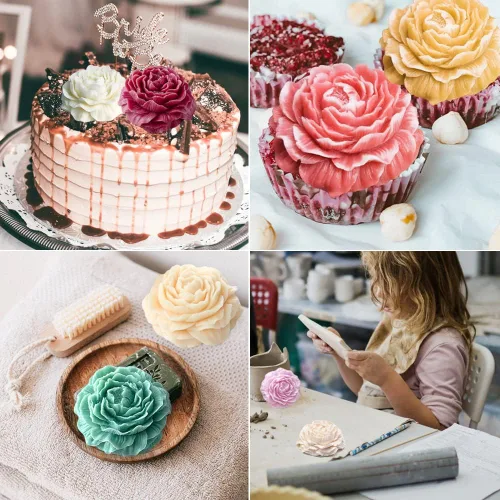 Miniatura 5 de 2 moldes de silicona para jabón de flor de peonía, moldes de vela de resina 3D, moldes de silicona para fondant de flores, para decoración de 2