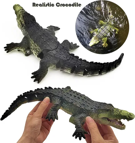 Miniatura 2 de Tipmant Realista RC Cocodrilo Control Remoto Pescado Barco Eléctrico Animal Agua Juguete para Piscina Lago Niños Cumpleaños (Verde)