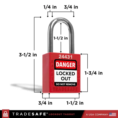 Miniatura 2 de TRADESAFE Juego de cerraduras de bloqueo - 7 cerraduras de loto rojas, cerraduras de bloqueo con llave diferente, 1 llave por cerradura, candados
