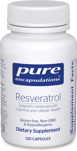 Pure Encapsulations Resveratrol - Apoyo Cardiovascular, Salud Celular y Memoria* - 40 mg de Trans-Resveratrol - Suplemento de Antioxidantes - Sin