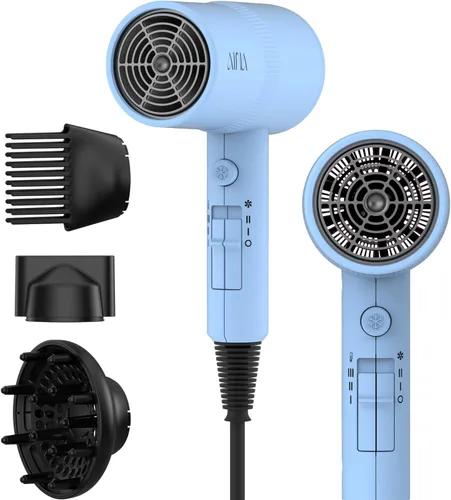 Miniatura 8 de AINA Secador de pelo con difusor, peine Secador de pelo para mujer, compacto, profesional, secado iónico Botón de disparo frío 110V/ALCI