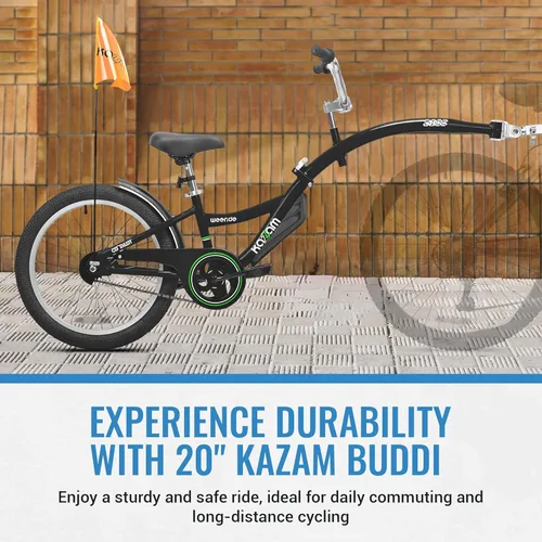 Miniatura 2 de KaZAM Co-Pilot - Remolque de bicicleta de 20 pulgadas con vástago BMX ajustable y manillar, marco de aluminio ligero y sillín acolchado