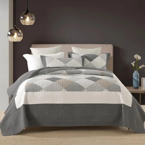 Miniatura 11 de Colchas Tamaño Queen - Juegos de Colcha y Cubrecama Queen, Juego de Ropa de Cama Acolchada 100% Algodón para Cama Queen, 3 Piezas Edredón Ligero