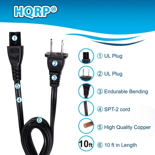 Miniatura 5 de HQRP Cable de alimentación de CA compatible con Panasonic TC-50A400U TC-50AS530U TC-50AS530UE TC-50AS630U TC-50AS650UE TC-50ASU534 TC-60AS640U LED