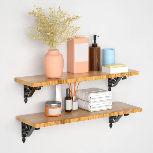 Miniatura 5 de Soportes decorativos para estantes, soporte flotante montado en la pared para estanterías abiertas de bricolaje, paquete de 2 soportes de esquina