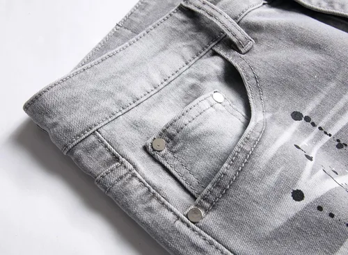 Miniatura 3 de AITITIA Jeans elásticos rasgados de ajuste regular para hombre