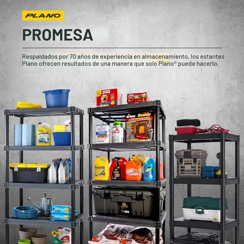 Miniatura 6 de Plano Estantes de almacenamiento de plástico de 4 estantes, 48 x 23 x 14 pulgadas, capacidad de 200 libras, estantes de despensa, oficina, armario