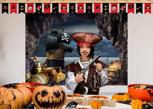 Miniatura 3 de Telón de fondo de barco pirata de 7 x 5 pies, aventura náutica, búsqueda del tesoro, fotografía, telón de fondo, temática pirata, decoraciones