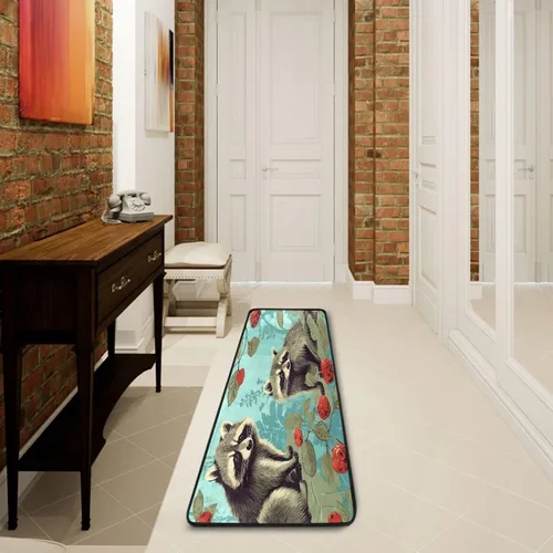 Miniatura 6 de Alfombra de corredor de mapaches, suave, antideslizante, larga, alfombra para pasillo, dormitorio, sala de estar, cocina, 72 x 24 pulgadas