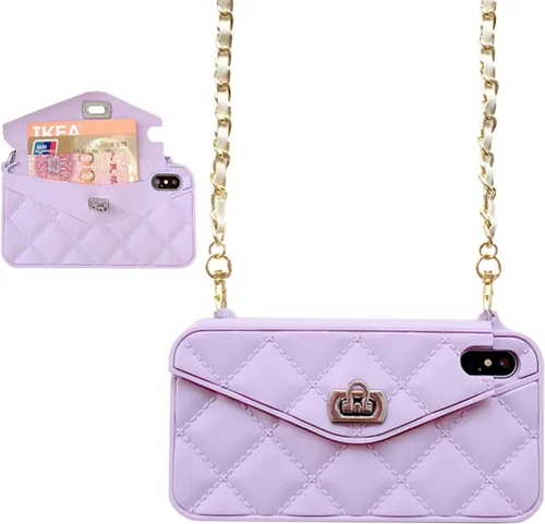 Miniatura 58 de UnnFiko - Funda tipo cartera compatible con iPhone XR, diseño elegante de bolsa de lujo, cartera abatible con funda para tarjetas, cubierta de Negro