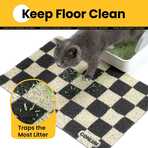 Miniatura 2 de Conlun Alfombrilla para Arena de Gatos Alfombrilla Atrapa Arena, Alfombrilla Premium Duradera de PVC Linda para Caja de Arena de Gatos