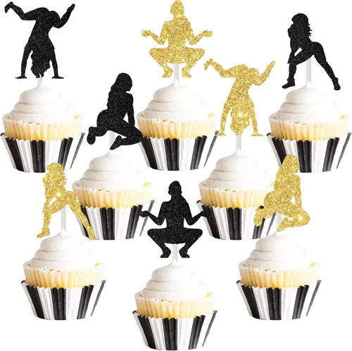 Miniatura 8 de Cheereveal 24 piezas de adornos para cupcakes de fiesta Twerk para niñas y mujeres, palillos de sombrero, fiesta mexicana, temática divertida