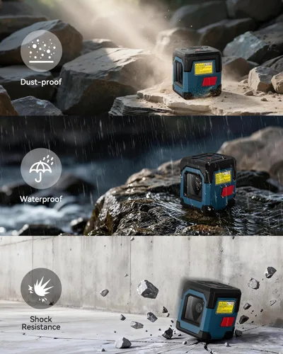 Miniatura 4 de Nivel láser, láser RockSeed Cross Line con línea autonivelante, vertical y horizontal, giratorio 360 grados, bolsa de transporte, batería incluida