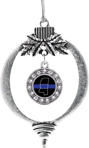 Miniatura 29 de Inspired Silver - Bonita bandera estadounidense - Adorno de Navidad plateado - Adorno de árbol de Navidad con dije circular con circonita cúbica
