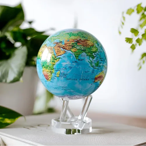 Miniatura 8 de Globo terráqueo Mova, azul con relieve de 4,5 pulgadas