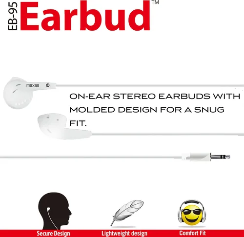 Miniatura 4 de Maxell 190599 Dynamic Sound Wired Ligero Uso Extendido Diseño Estéreo Ear Bud - Blanco (Valor)