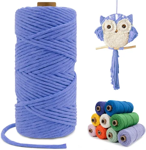 Miniatura 106 de Cuerda de macramé de una sola hebra de 0.197 in x 110 yardas, cuerda de macramé de algodón natural de 0.197 in, cuerda de algodón grueso para colgar