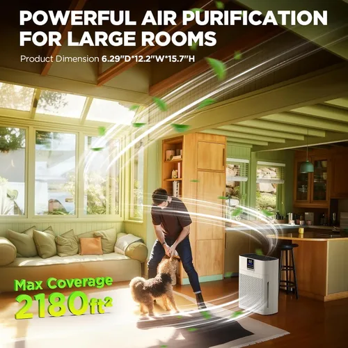 Miniatura 5 de Purificadores de aire para el hogar, habitación grande de hasta 2180 pies cuadrados, purificador de aire HEPA DBFIT con prefiltro de nailon lavable