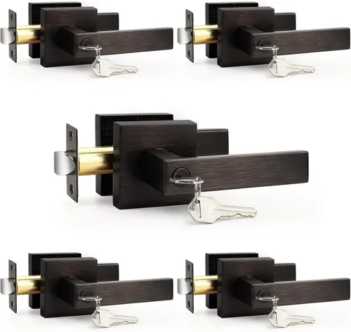 Miniatura 7 de Probrico Paquete de 4 manijas de puerta simuladas en negro mate, manijas interiores que no giran, manijas reversibles resistentes para interiores