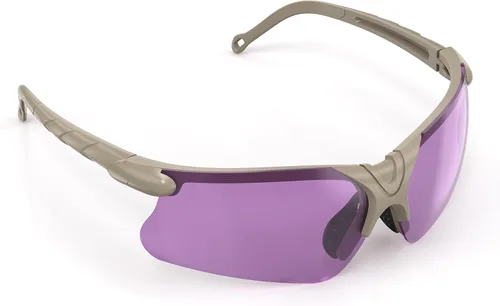 Xaegistac Gafas de disparo con estuche Gafas de seguridad antivaho para cazadores para adultos Marco caqui lente púrpura