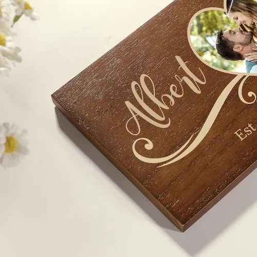 Miniatura 4 de Bemaystar Regalos de boda personalizados, letreros de madera con nombre, foto, fecha, para recuerdos únicos de aniversario, recuerdos de amor