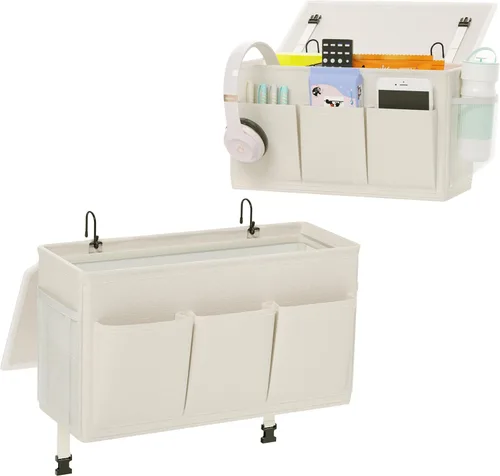 Miniatura 17 de Edudif Organizador de Cabecera de Doble Propósito, Organizador de Cama con 6 Bolsillos, Solución de Almacenamiento Versátil para Mesita de Noche