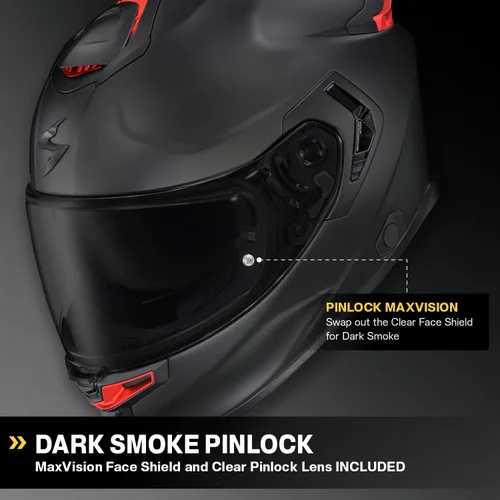 Miniatura 4 de ScorpionEXO Eclipse - Casco de motocicleta de cara completa con escudo listo para Pinlock, bolsillos para altavoces listos para Bluetooth, serie