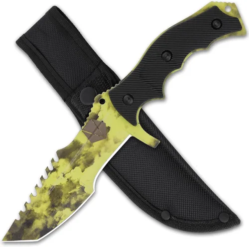 Miniatura 10 de REAT Cuchillo de hoja fija con funda, hoja de acero 440C de 4.1 pulgadas con diseño de espiga completa, mango ergonómico de plástico ABS, cuchillo